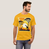 Giraffe van de African Savannah Sunset T-shirt (Voorkant volledig)