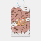 Giraffe van de Baby van de waterverf, Safari Anima Cadeaulabel (Voorkant)