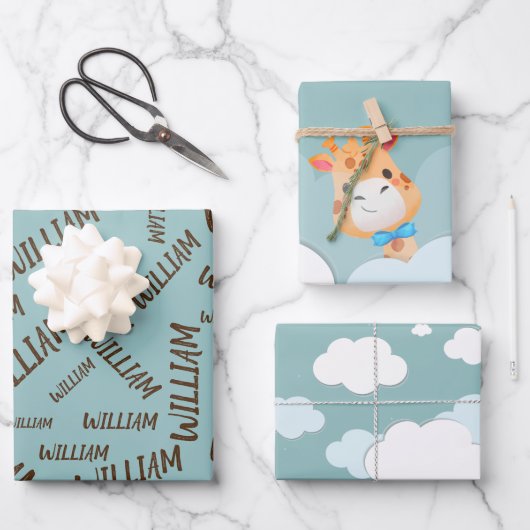 Giraffe van de Baby van de waterverf, Safari Anima Inpakpapier Vel (Voorkant)