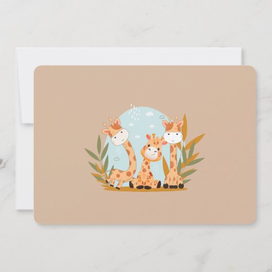 Giraffe van de Baby van de waterverf, Safari Anima Kaart (Achterkant)