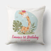 Giraffe van de Baby van de waterverf, Safari Anima Kussen (Voorkant)