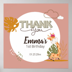 Giraffe van de Baby van de waterverf, Safari Anima Poster