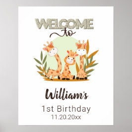 Giraffe van de Baby van de waterverf, Safari Anima Poster