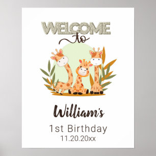 Giraffe van de Baby van de waterverf, Safari Anima Poster