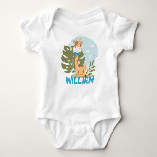 Giraffe van de Baby van de waterverf, Safari Anima Romper (Voorkant)