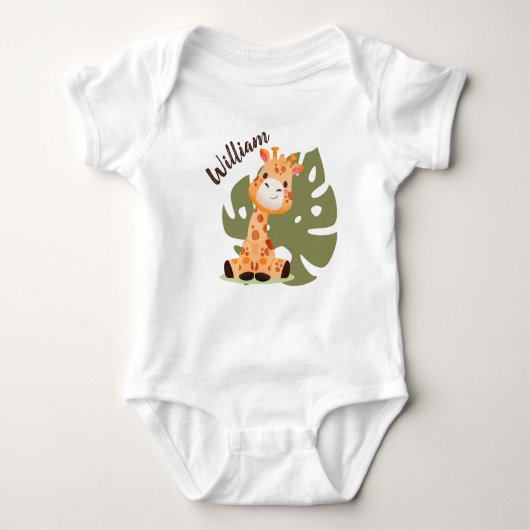 Giraffe van de Baby van de waterverf, Safari Anima Romper (Voorkant)