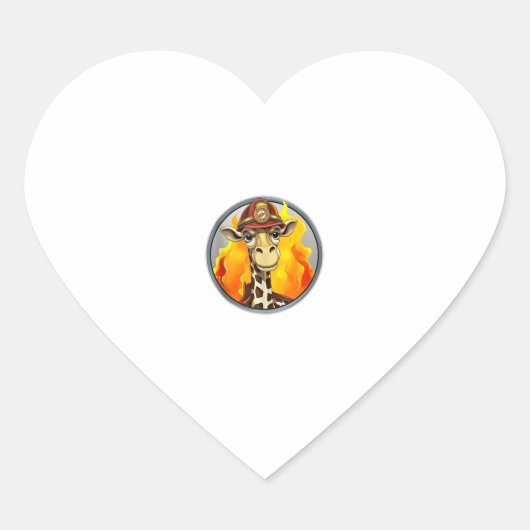 Giraffe van de brandweer hart sticker (Voorkant)