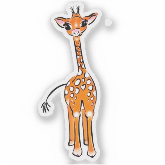 Giraffe van de Cute Baby, safari Sticker (Voorkant)