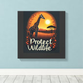Giraffe van de Savannah Tank Top Canvas Afdruk (Insitu (Houten vloer))