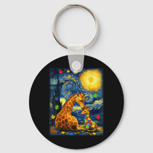 Giraffe Van Gogh Dieren Autisme Bewustzijn Matchin Sleutelhanger