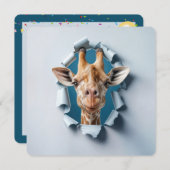 Giraffe van het 2e verjaardagsfeest in een gescheu kaart (Voorkant / Achterkant)