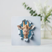 Giraffe van het 2e verjaardagsfeest in een gescheu kaart (Staand voorkant)