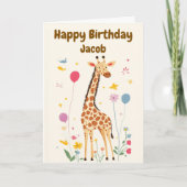 Giraffe van kind Schattige Happy Birthday Kaart (Voorkant)