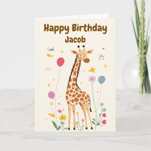 Giraffe van kind Schattige Happy Birthday Kaart (Voorkant)