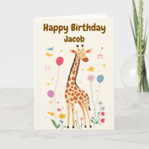 Giraffe van kind Schattige Happy Birthday Kaart