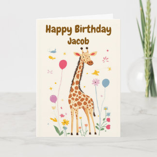 Giraffe van kind Schattige Happy Birthday Kaart