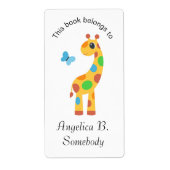 Giraffe van kleurrijke Cartoon en boekdrukplaat Etiket (Voorkant)