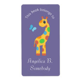 Giraffe van kleurrijke Cartoon en boekdrukplaat Etiket (Voorkant)