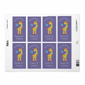 Giraffe van kleurrijke Cartoon en boekdrukplaat Etiket (Full Sheet)