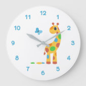 Giraffe van kleurrijke Cartoon en vlinder Grote Klok (Voorkant)