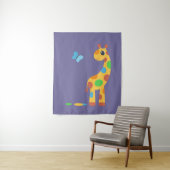Giraffe van kleurrijke Cartoon en vlinder Wandkleed (In situ)