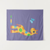 Giraffe van kleurrijke Cartoon en vlinder Wandkleed (Voorkant (horizontaal))