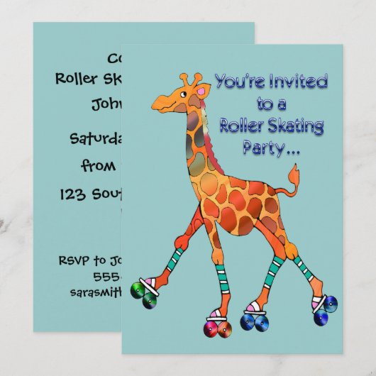 Giraffe van rolschaatsen kaart (Voorkant / Achterkant)