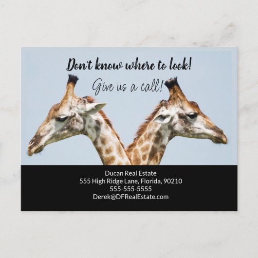 Giraffe vastgoedmarketing verkoopt briefkaart (Voorkant)
