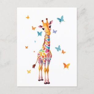 Giraffe Vector Schilderen Schattig Fun Animal Play Briefkaart