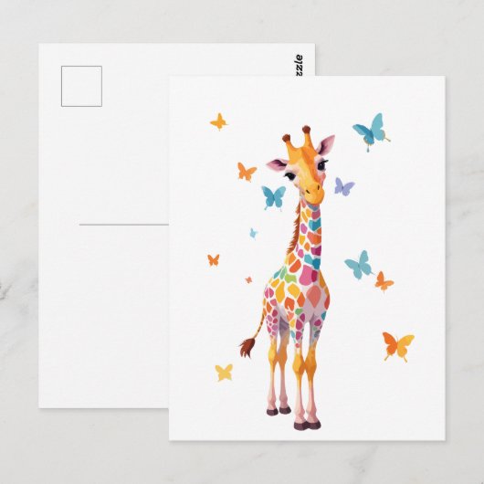 Giraffe Vector Schilderen Schattig Fun Animal Play Briefkaart (Voorkant / Achterkant)