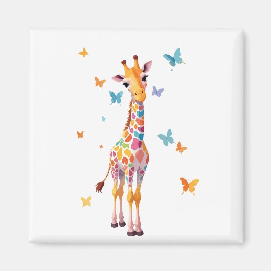 Giraffe Vector Schilderen Schattig Fun Animal Play Magneet (Voorkant)