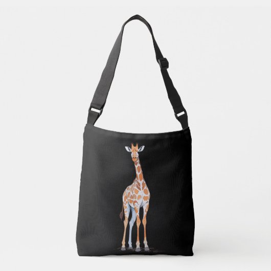Giraffe vectorkunst met levendige kleuren crossbody tas (Voorkant)