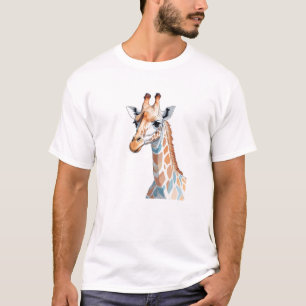 Giraffe vectorkunst met levendige kleuren t-shirt