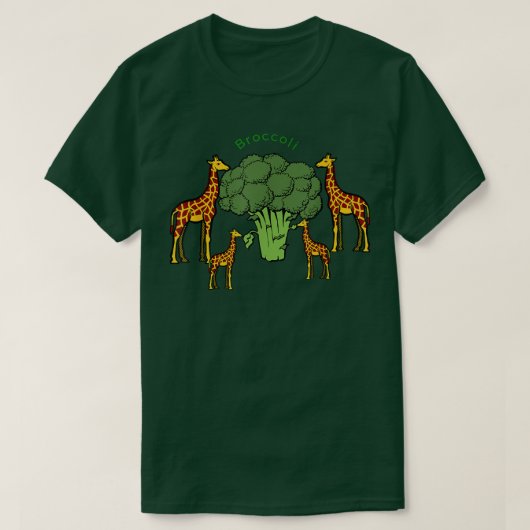 Giraffe Vegetarian Family Eating Broccoli T-shirt (Design voorkant)