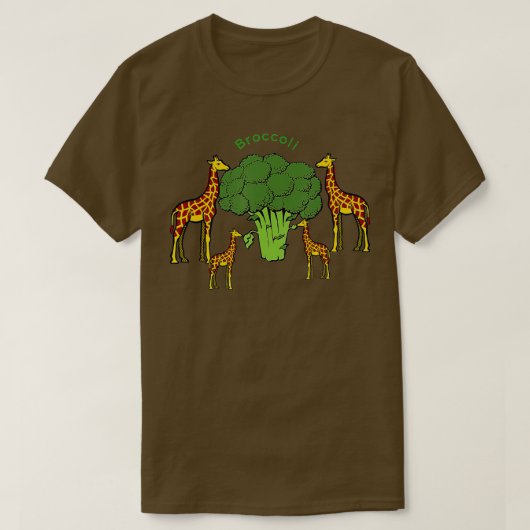 Giraffe Vegetarian Family Eating Broccoli T-shirt (Design voorkant)