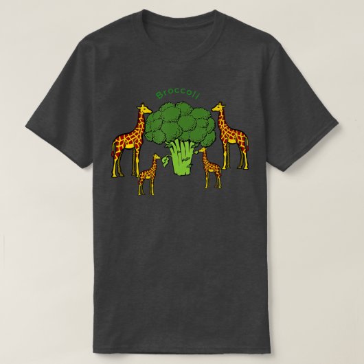 Giraffe Vegetarian Family Eating Broccoli T-shirt (Design voorkant)