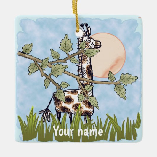 Giraffe Verbergt Zichzelf Keramisch Ornament (Voorkant)
