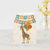 Giraffe Verjaardag Kaart - Schattigee Partij Dier (Gele Bloem)