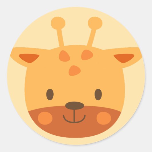 Giraffe Verjaardag Kinder Kunst Ronde Sticker (Voorkant)