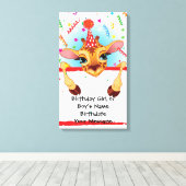 Giraffe Verjaardag Memento Canvas Afdruk (Insitu (Houten vloer))