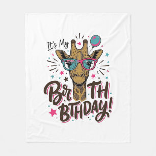 Giraffe Verjaardag Vintage Gravure Feest Shirt_1 Fleece Deken