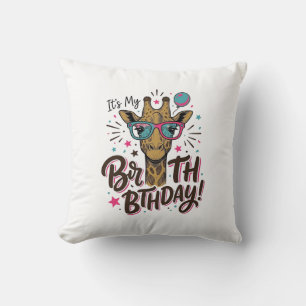 Giraffe Verjaardag Vintage Gravure Feest Shirt_1 Kussen