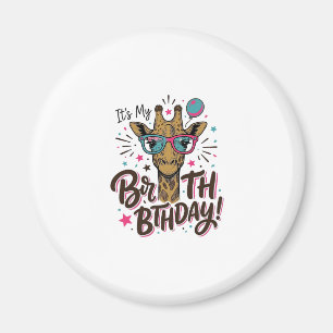 Giraffe-verjaardag vintage gravure feest shirt_1 magneet