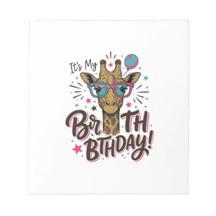 Giraffe Verjaardag Vintage Gravure Feest Shirt_1 Notitieblok