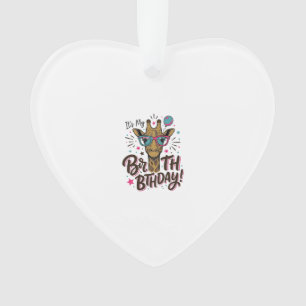Giraffe Verjaardag Vintage Gravure Feest Shirt_1 Ornament