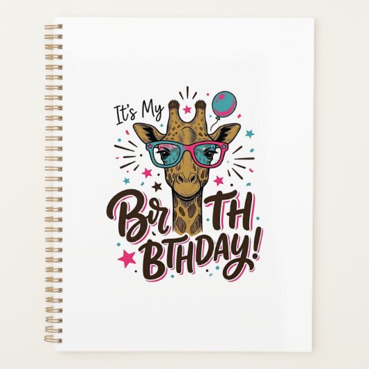 Giraffe Verjaardag Vintage Gravure Feest Shirt_1 Planner (Voorkant)