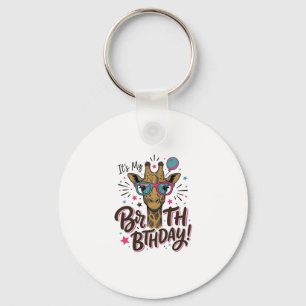 Giraffe-verjaardag vintage gravure feest shirt_1 sleutelhanger