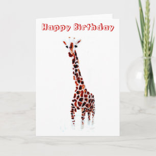 Giraffe Verjaardag Wildlife Art Kaart