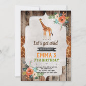 Giraffe verjaardagsfeestje uitnodiging (Voorkant)