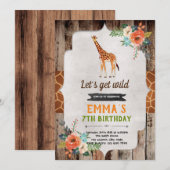 Giraffe verjaardagsfeestje uitnodiging (Voorkant / Achterkant)